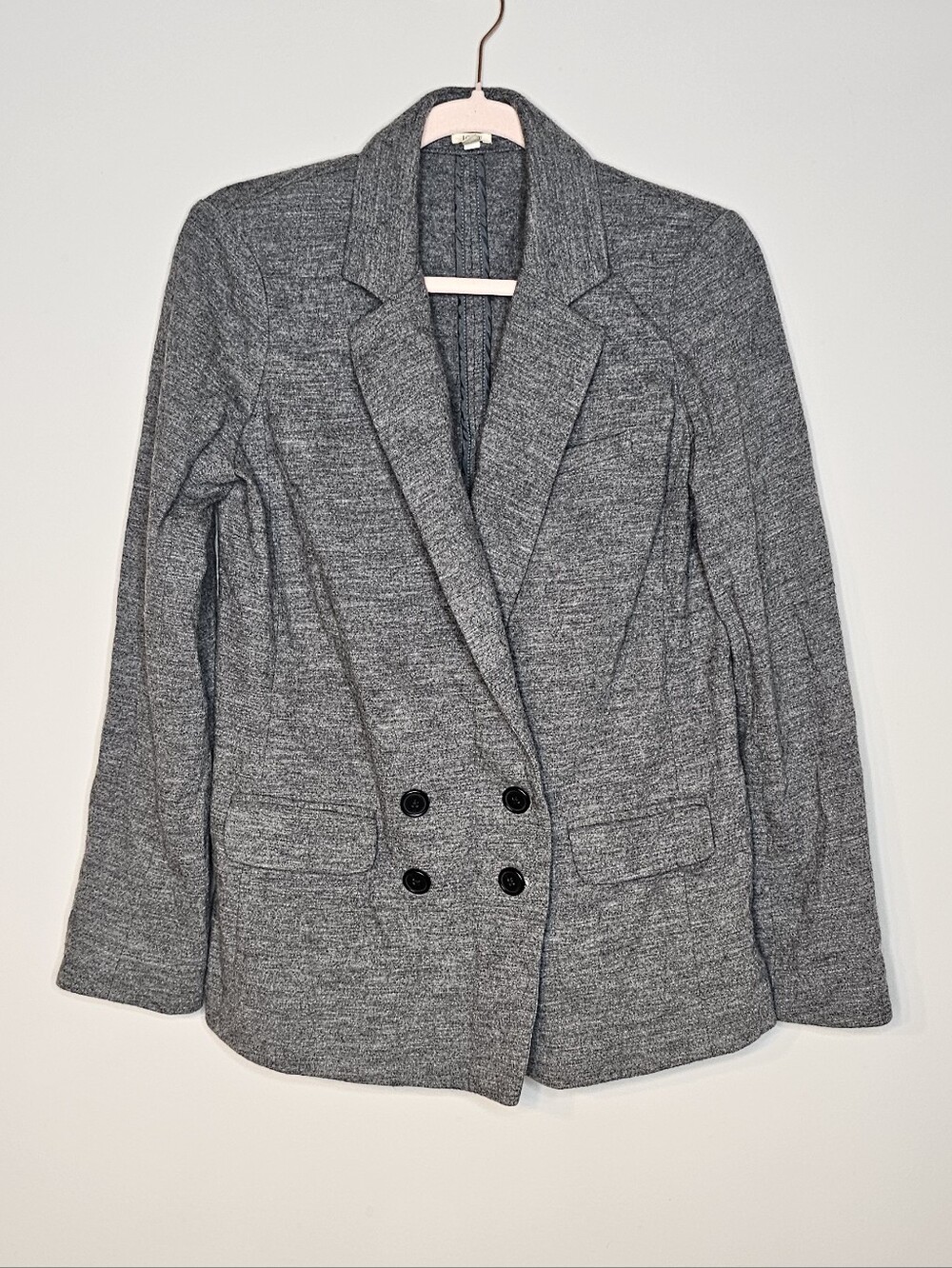 J. Crew Benny Blazer 100% Wool Double Breasted Size 4 Charcoal Gray